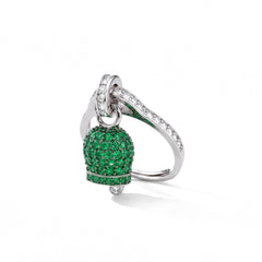 Campanella-Ring aus Capri mit grünen Zirkonia- Steinen