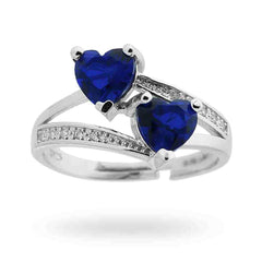 Doppelring Herz Blau