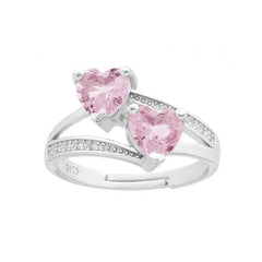 Doppelring Herz Rosa