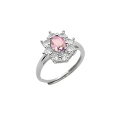 Kate Flower Ring with Pink Stone and White Zircons