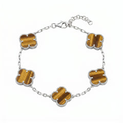 Vierblättriges Kleeblatt-Armband mit Tigerauge