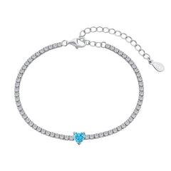 Tennisarmband mit Blauem Herz