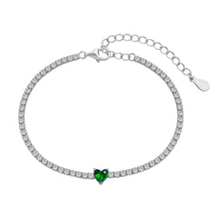 Tennisarmband mit grünem Herz