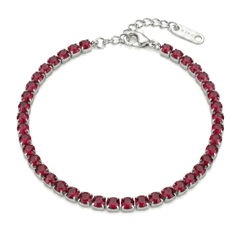 Tennis Bracelet with 3 mm Red Cubic Zirconia