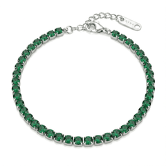 Tennis Bracelet with 3 mm Green Cubic Zirconia
