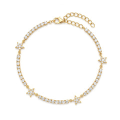 Tennis-Fußkettchen mit Pavé-Sternen