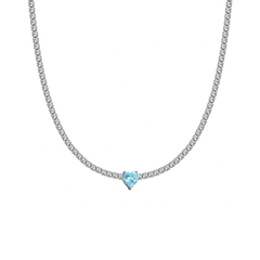 Halskette Choker Tennis Herz Blau
