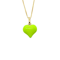 Halskette Herz Bombato Emaille Gelb Fluoreszierend