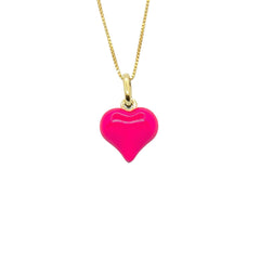 Halskette Herz Bombato Emaille Rosa Fluoreszierend