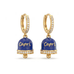 Zirkonbesetzte Creolen mit blauem Glöckchen „Capri“