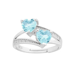 Doppelring Herz Blau