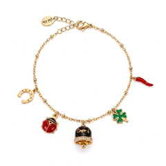 Black “Capri” Good-Luck Bracelet with Bell