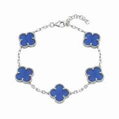 Vierblättriges Kleeblatt-Armband mit blauem Onyx