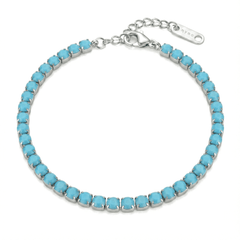 Tennis bracelet with 3 mm matte turquoise cubic zirconia