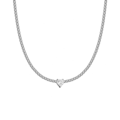 Halskette Choker Tennis Herz Weiß