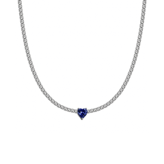 Halskette Choker Tennis Herz Blau