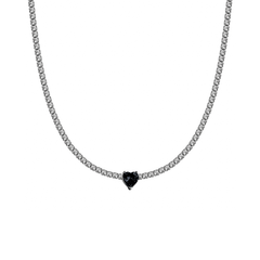 Halskette Choker Tennis Herz Schwarz