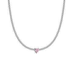 Halskette Choker Tennis Herz Rosa