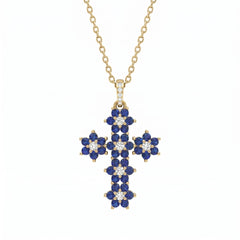 Halskette Kreuz "Magic Emerald" Blau