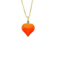 Halskette Herz Bombato Emaille Orange Fluoreszierend