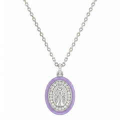 Halskette Madonnina mit lila Emaille und Zirkonia