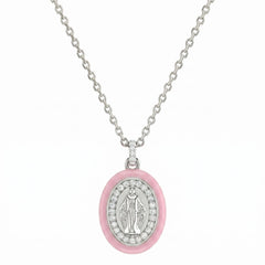 Halskette Madonnina Pastellrosa Emaille und Zirkonia