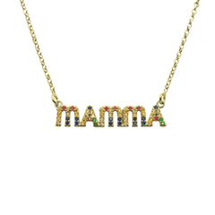 Rainbow Zirconia Mom Necklace