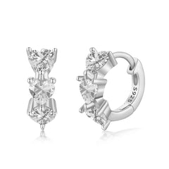 White Three Hearts Hoop Earrings